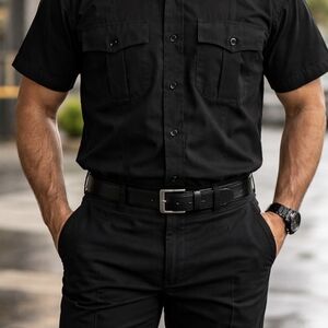 First Class Men's Uniform Shirt Large 4 Pockets Hidden Zipper